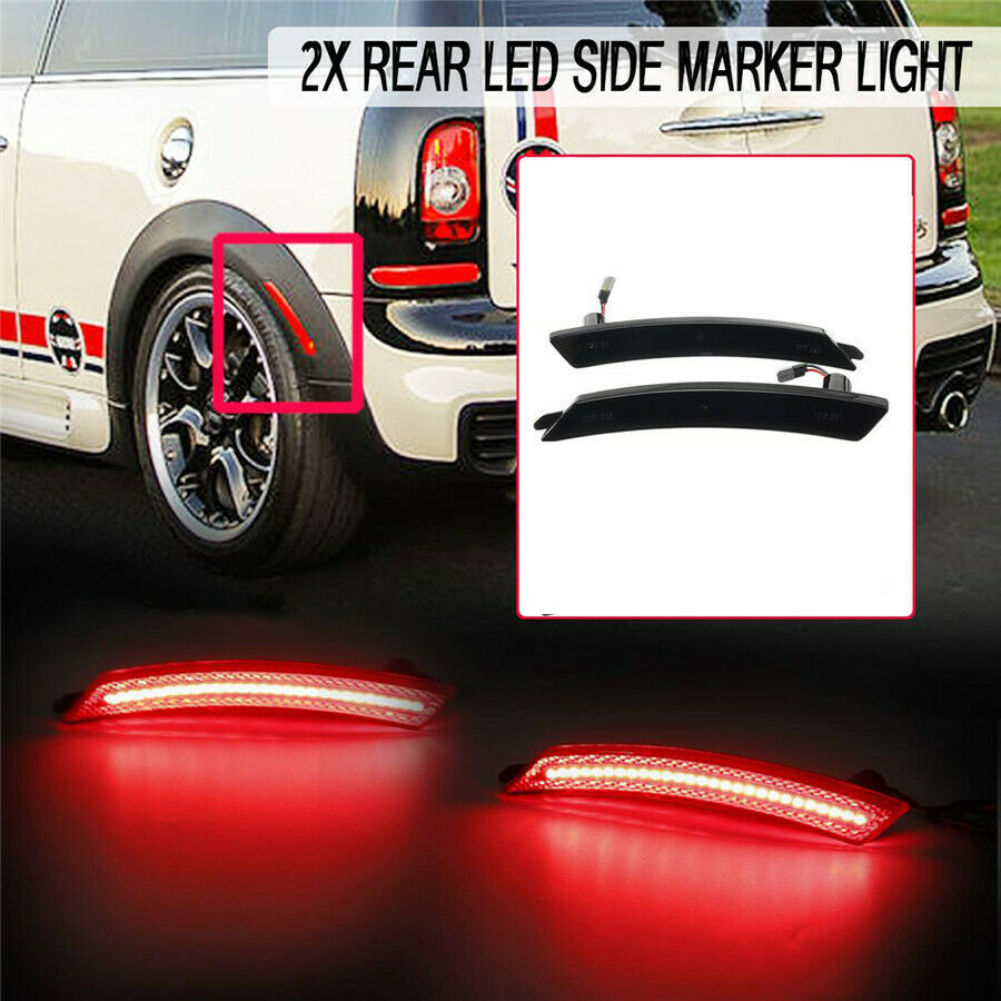 2x Rear Fender Red LED Side Marker Light For MINI Cooper R55 R56 R57 R58 R60 R61