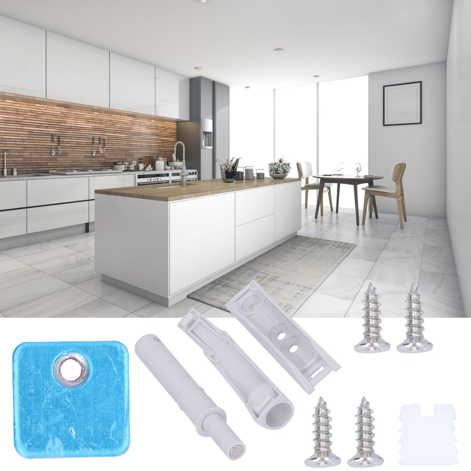 4 Set Door Damper Push Latches Door Rebound Device For Closet Cabinet Cupboard