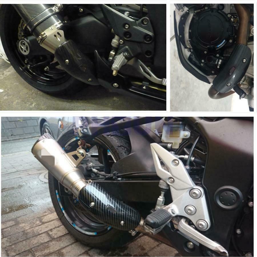 Motorcycle Exhaust Protector Heat Hot Shield Cover Glossy Carbon Fiber Look