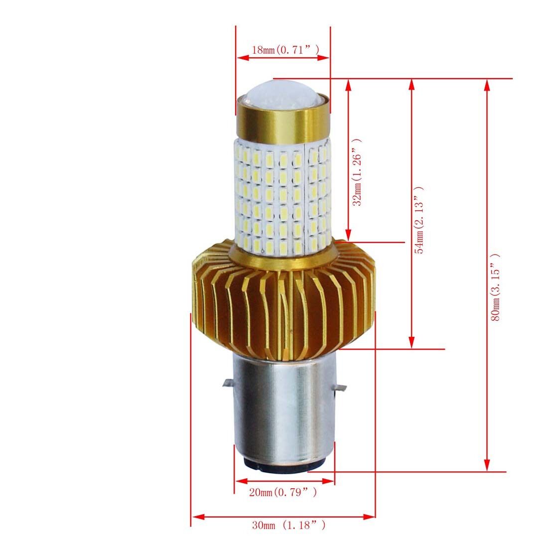 1X 12-80v 144SMD 1800LM White H6 BA20D LED E-bike Electric Bike Motor/Moped