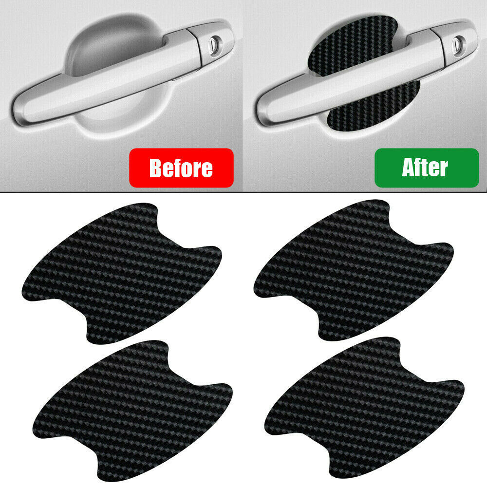 4x Carbon Fiber Car Door Handle Anti-Scratch Protector Film Stickers Accessories