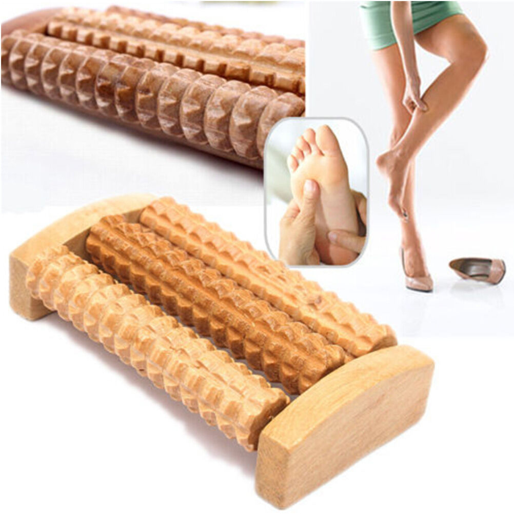 Handheld Wooden Roller Massager Reflexology Hand Foot Back Body Therapy Re.l8