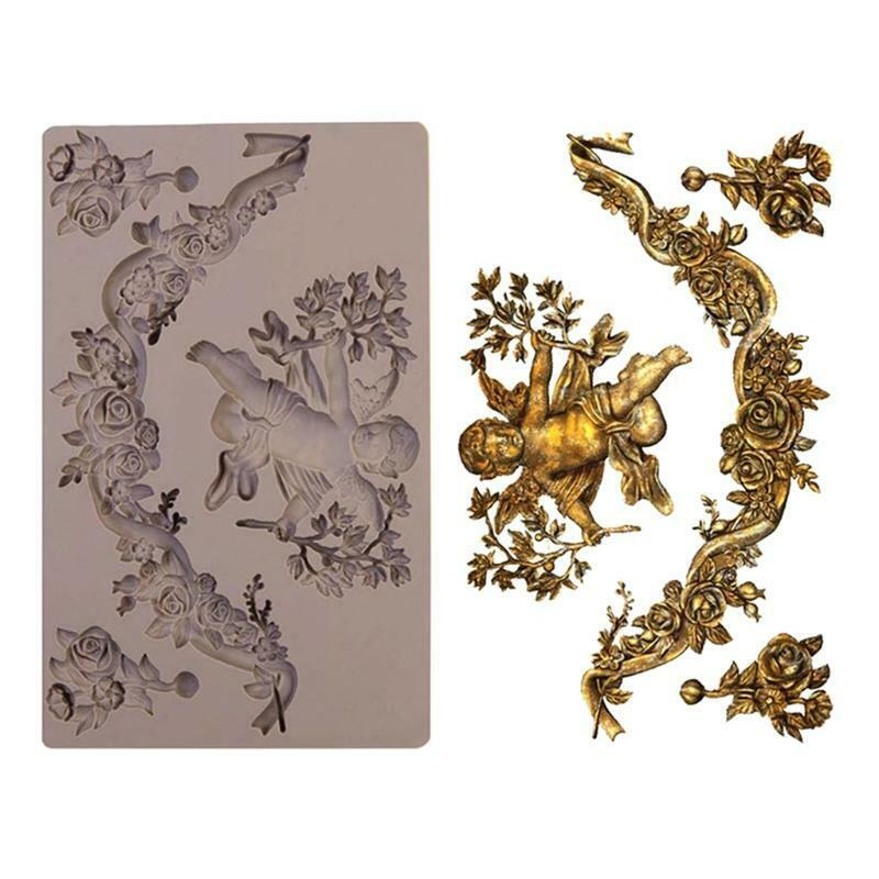 Angel Babies and Flower Rattan Shaped Pattern Mould Silica Gel Material