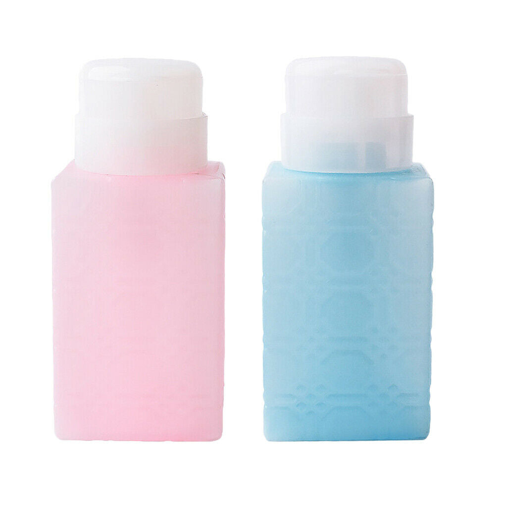 220ml Nail Art Tips Empty Dispenser Nails Remover Pumping Bottle Blue Square