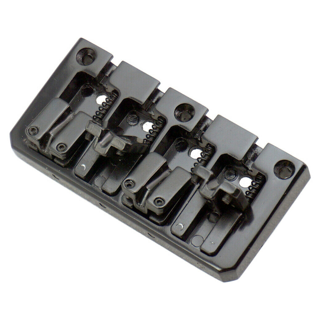 2 Pieces 4 String Electric Bass Guitar Bridge with Wrench Screws Black Color