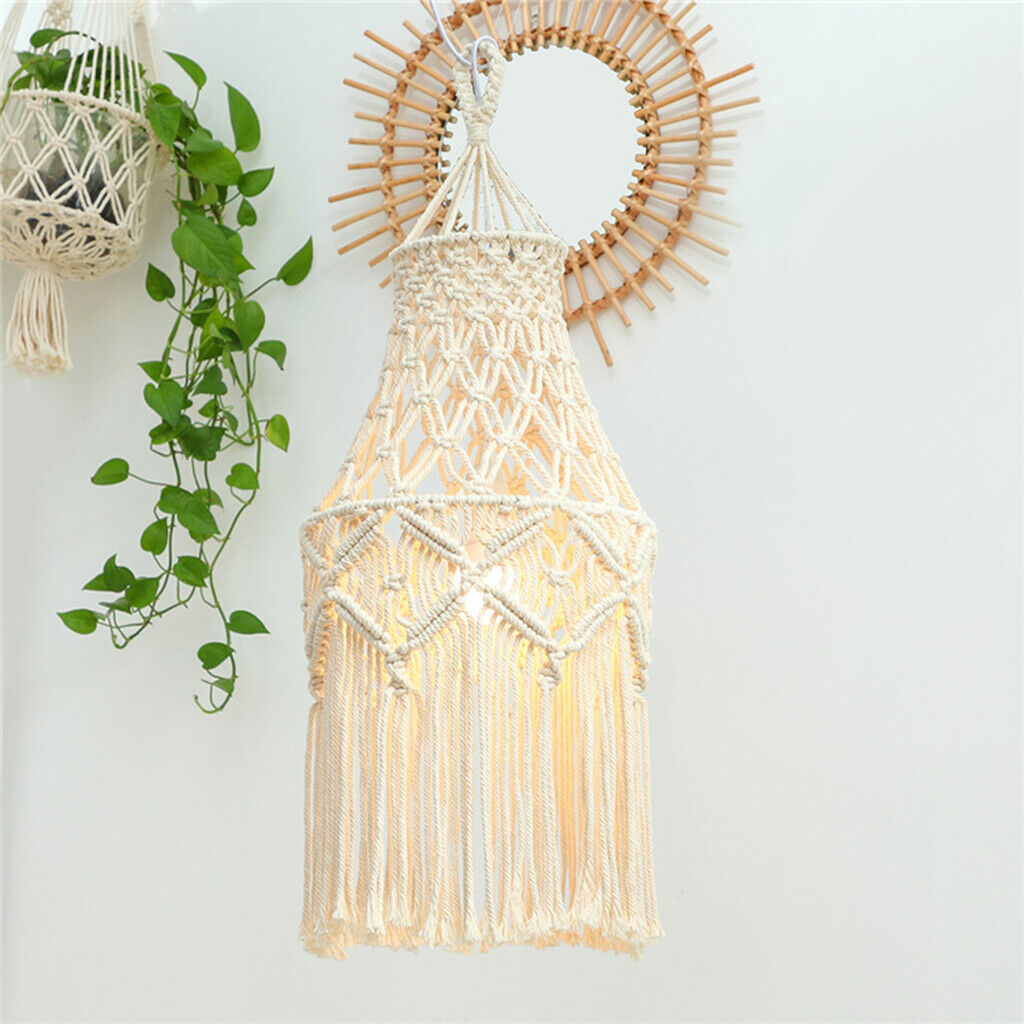 Knitting Macrame Lamp Shade Woven Boho Lampshade Cover Office Wedding Decor