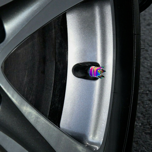 Aluminum Neon Color Crown Car Wheel Tire Valve Stem Cap Tyre Air Anti Dust Caps