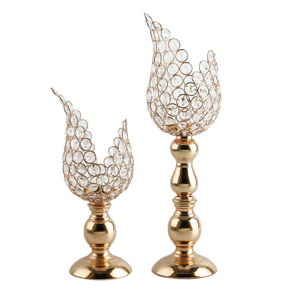 2pcs Candle Holder Stick Candlestick Crystal Vanity Dresser Bedroom Decor