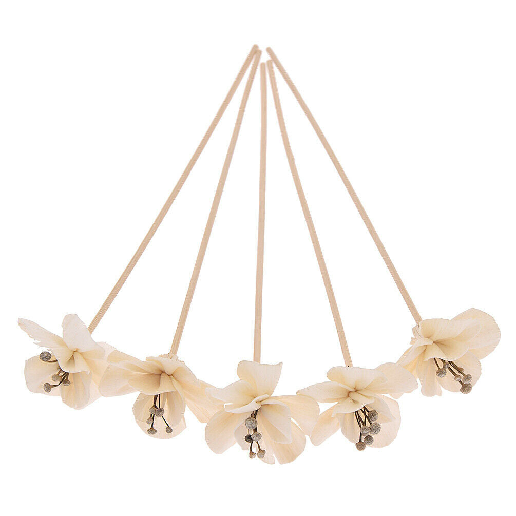5x Flowers Diffuser Rattan Reed Incense No Fire Replacement Refill Sticks Decor