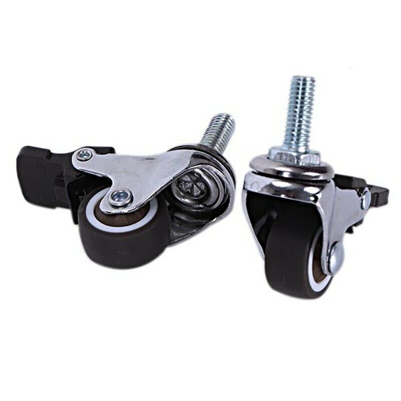 4Pcs Mini Small Casters 1 Inch M8X15Mm Tpe Silent Wheels With Brake Universal O8