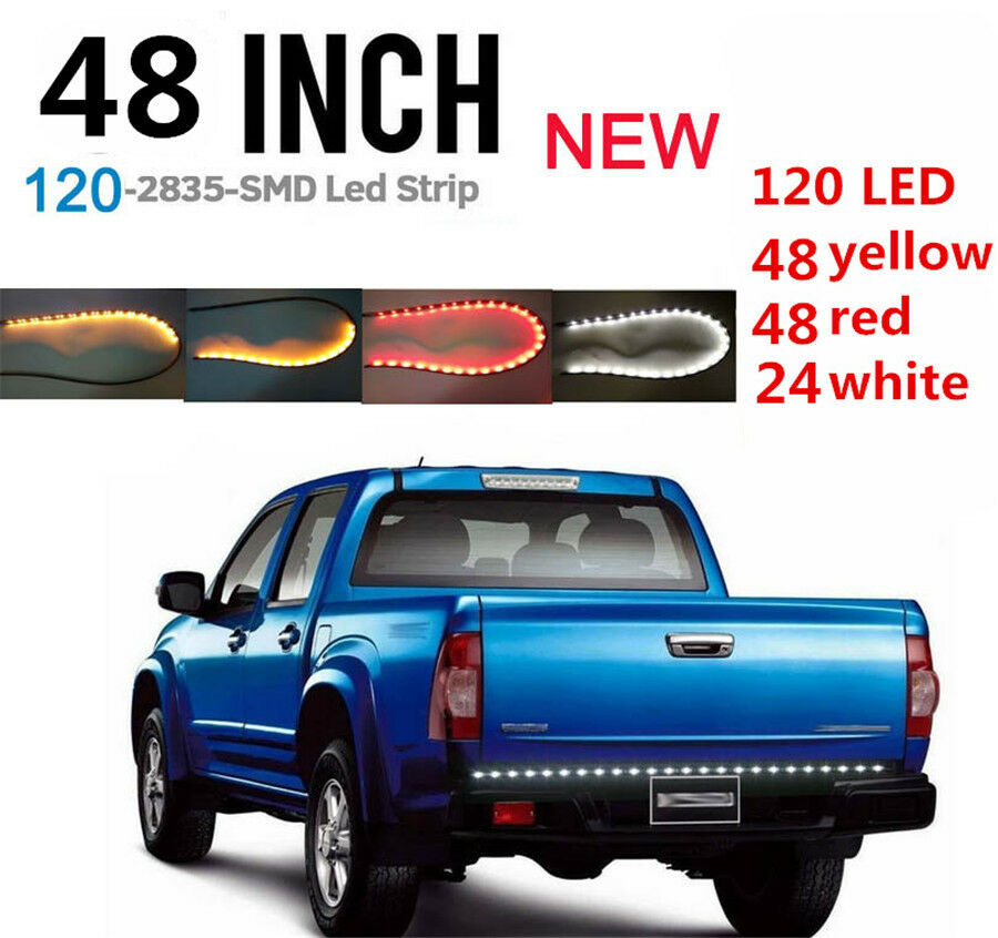 48" 120 LED Strip Tailgate White DRL Reverse Red Brake Yellow Turn Signal Light