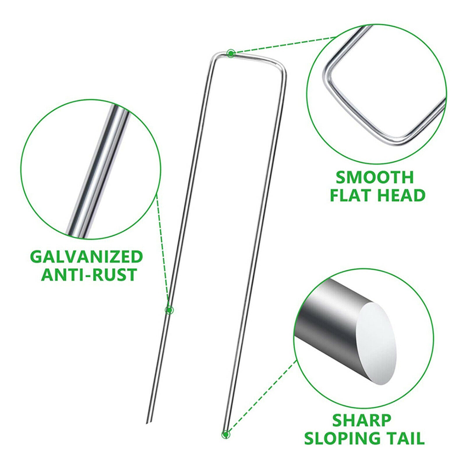 50pcs Galvanised Rust-Free Landscape Staples SOD Staples Anchor Fabric Pins