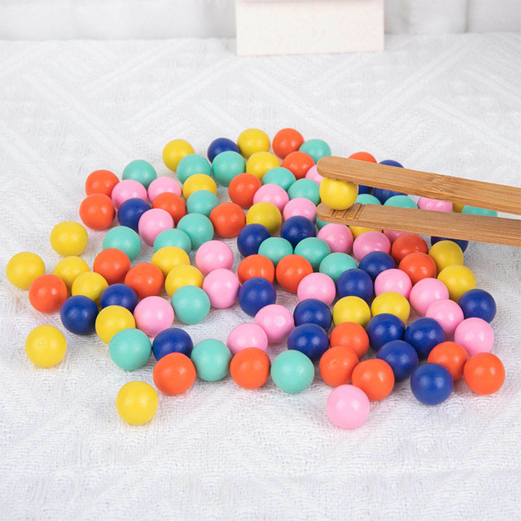 Wooden Beads Game Montessori Educational Early Learning Children Clip Beads