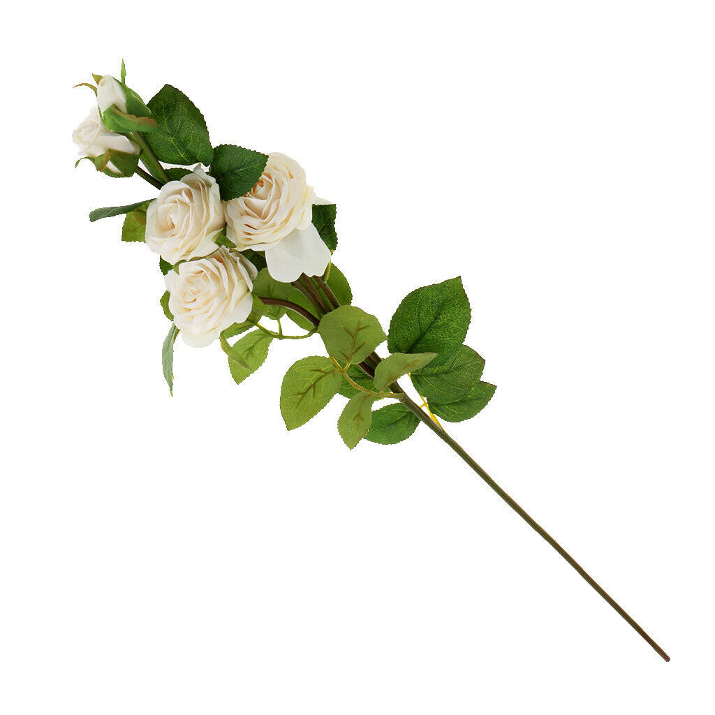 4x Bridal Bouquet Silk Rose Wedding Flower Favors Decor House Flowers White