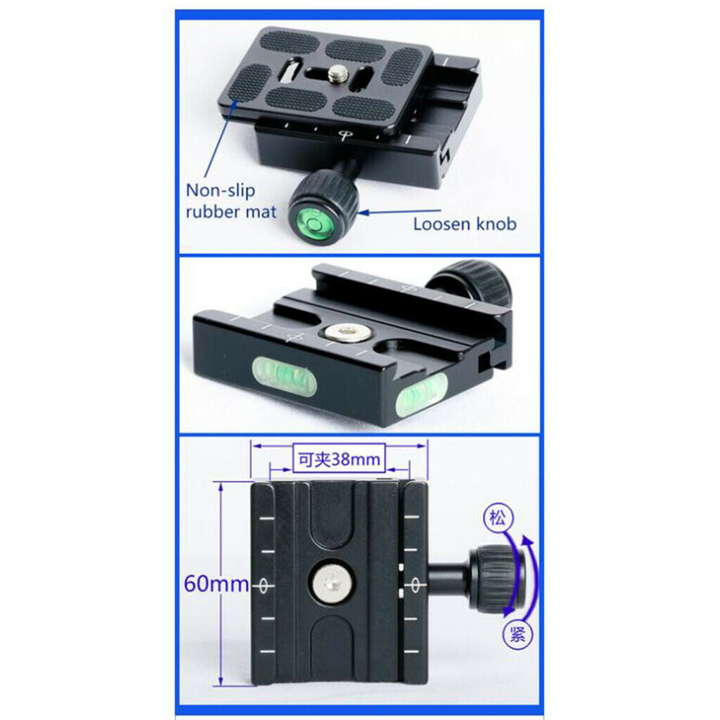 QR-60 Camera Clamp 60mm Quick Release Plate For Tripod Monopod Adapter New