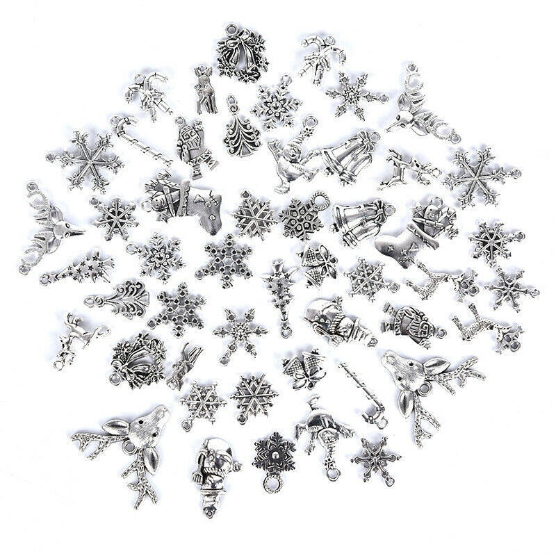 50x/lot Tibetan Sliver Mini Mixed Christmas Charms Pendant DIY Jewelry Ma.l8