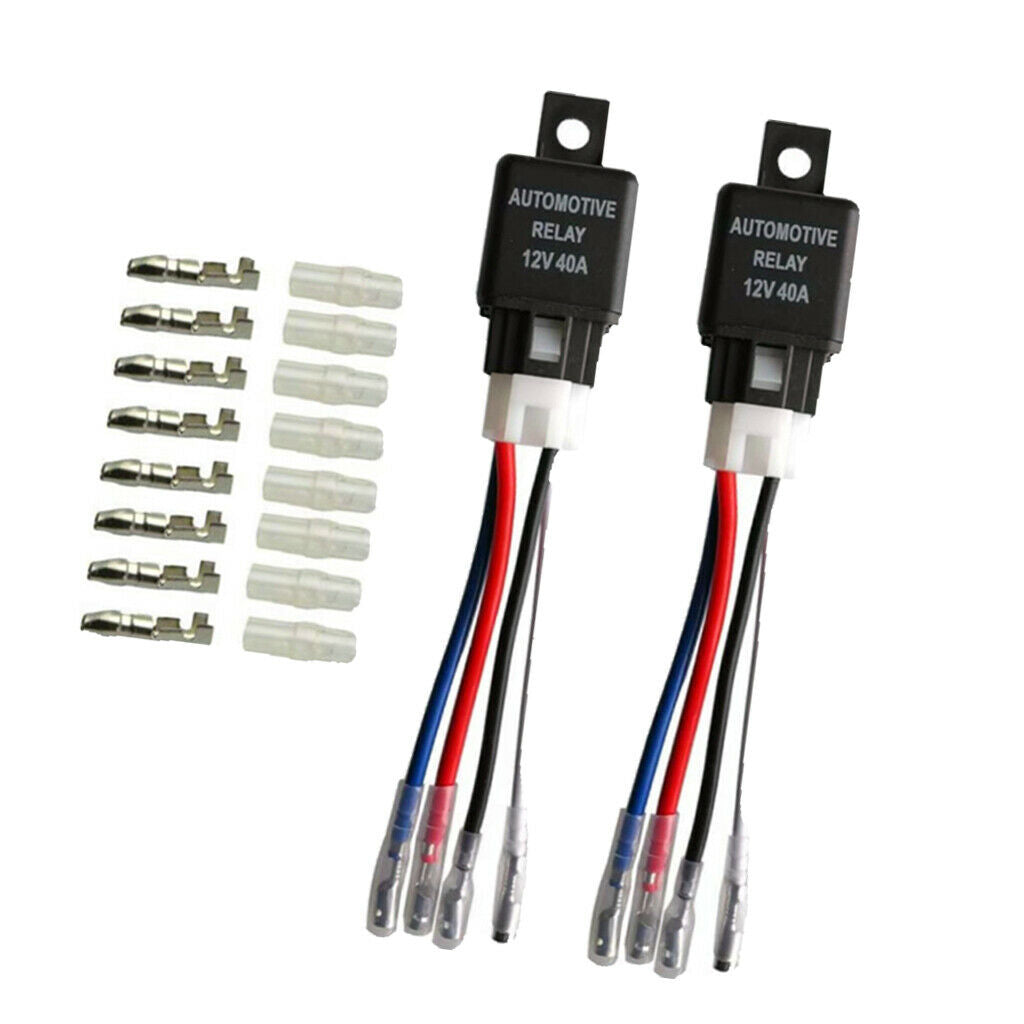 2 Pack Car Relay Harness Sockets Set 4 Pin SPST for Automotive Motorcycle