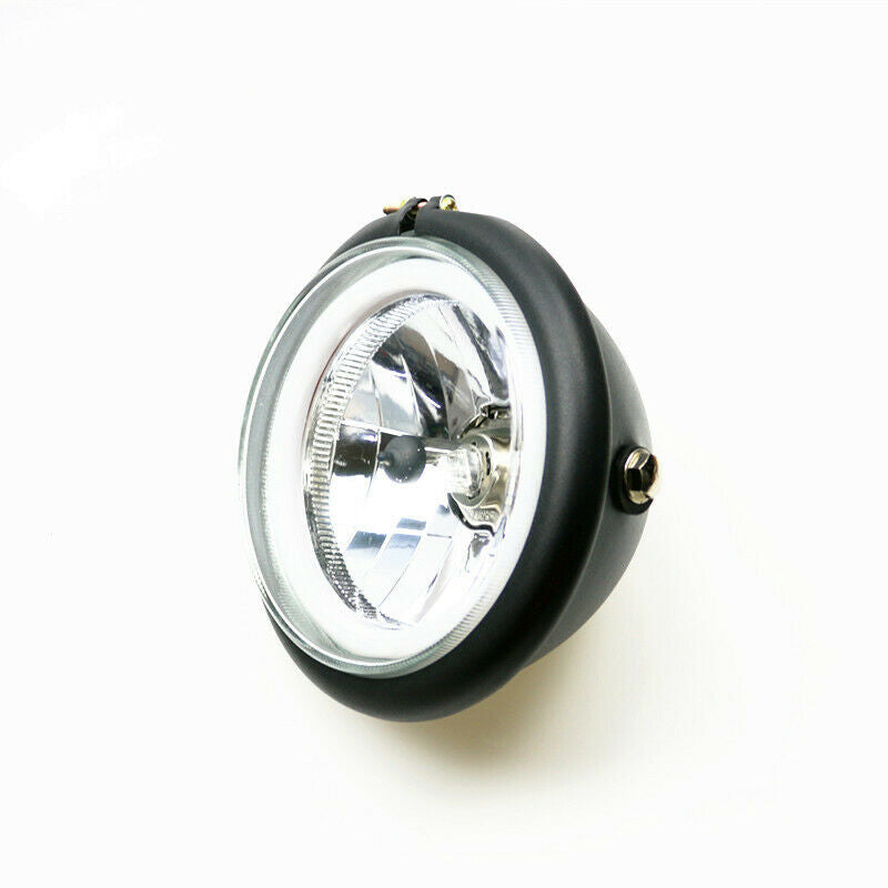 Motorcycle Sports High/Low Beam Retro Cafe Racer Blue Cirle Lights Headlight XL