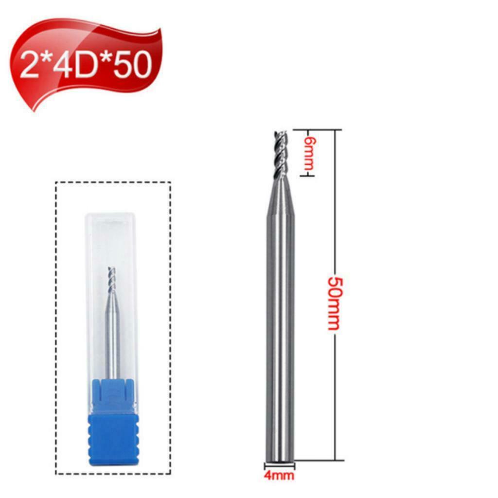 2x4Dx50mm Milling Cutter Wear-resistant Flat-end Tungsten Steel HRC45 New
