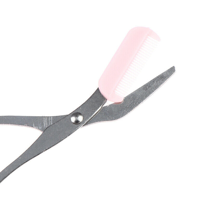 Eyebrow Eyelash Hair Scissors Comb Trimmer Pink Stainless Steel Tool Eye broFCA