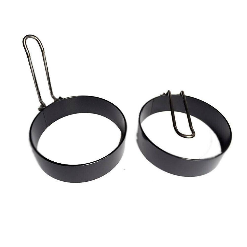 Non Stick Metal Egg Ring Frying Perfect Circle Round Fried/Poached Mould +Handle