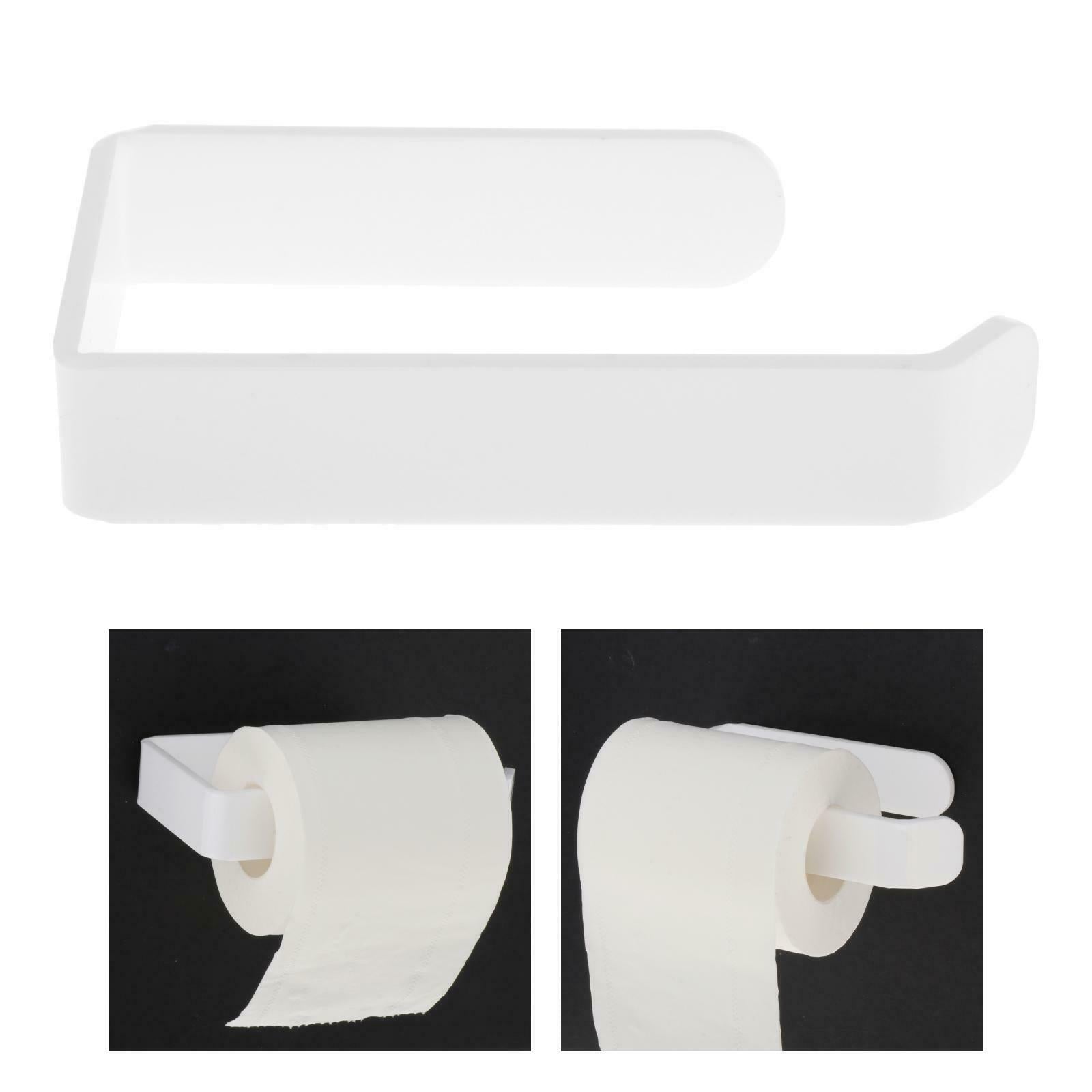 Wall Mounted White Toilet Paper Roll Holder Bathroom Kitchen Tissue Storage