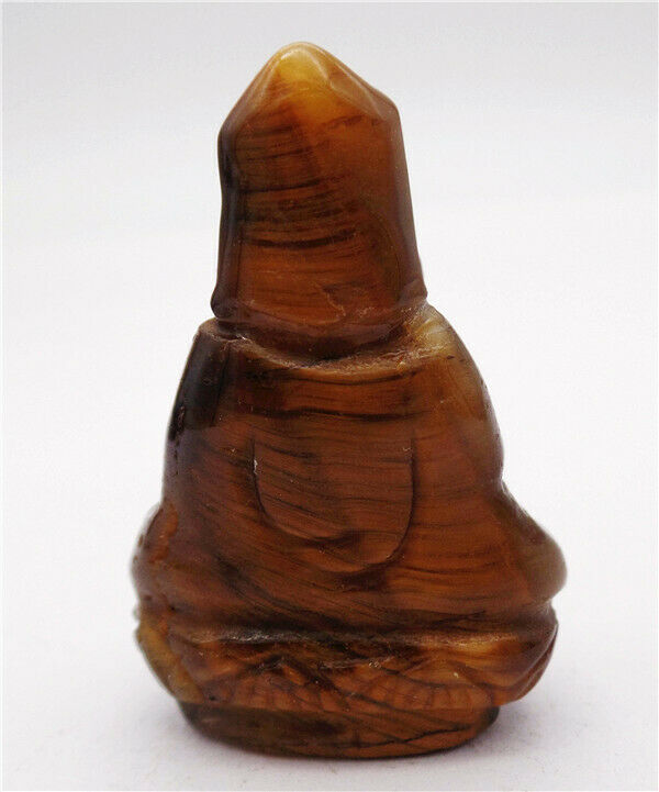 38x26x13mm Natural Tiger Eye Gem Carved Avalokitesvara Decoration Statue HH8095