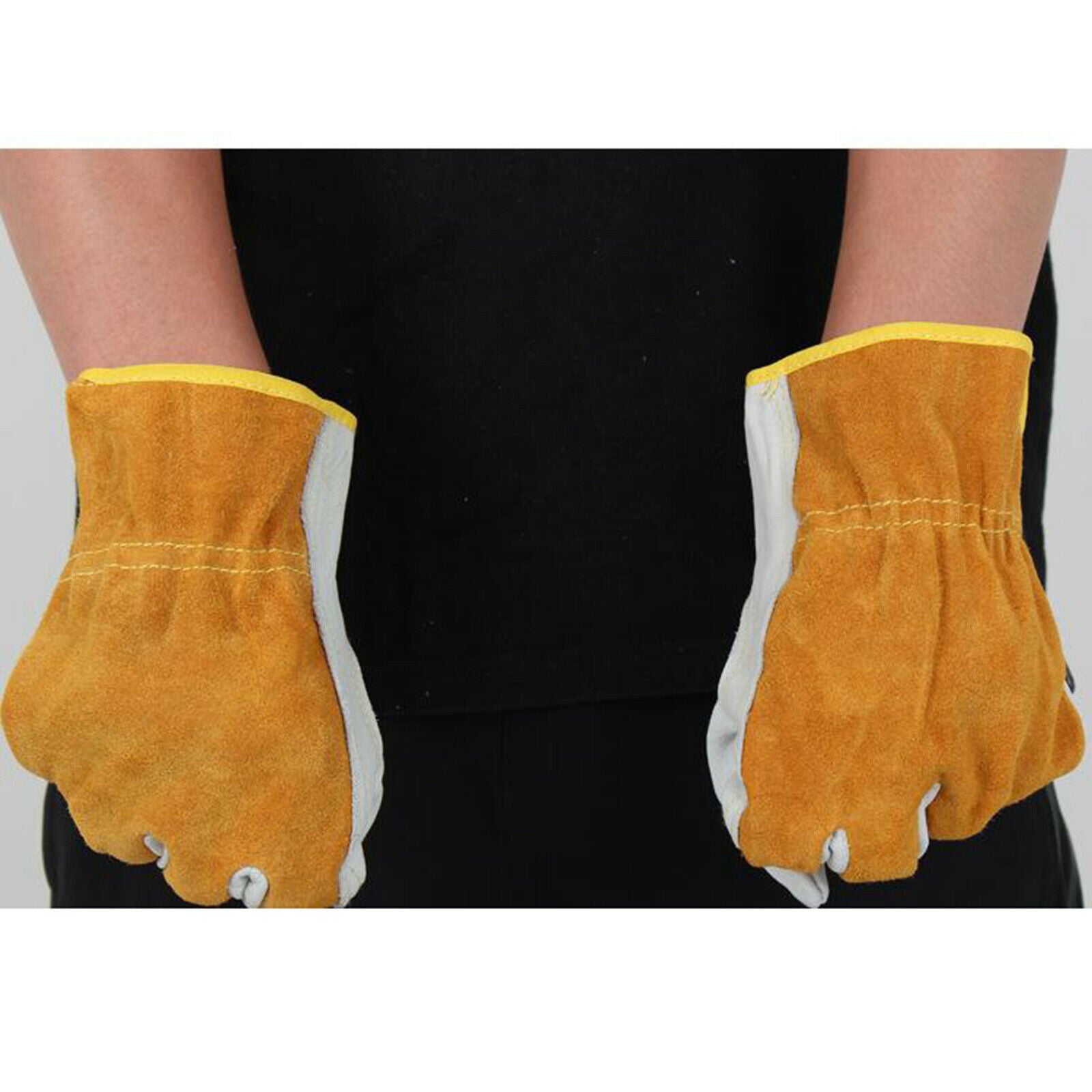 2xCowhide Welding Gloves Unisex Working Welding Safety Gloves BBQ Gloves