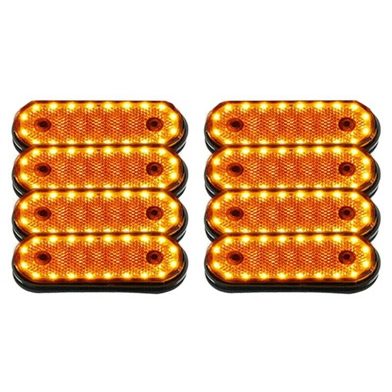 8PCS Amber Markes Light Side Marker 20LED 24V Trusk Lamp Pickup Truck Side MZ3H6