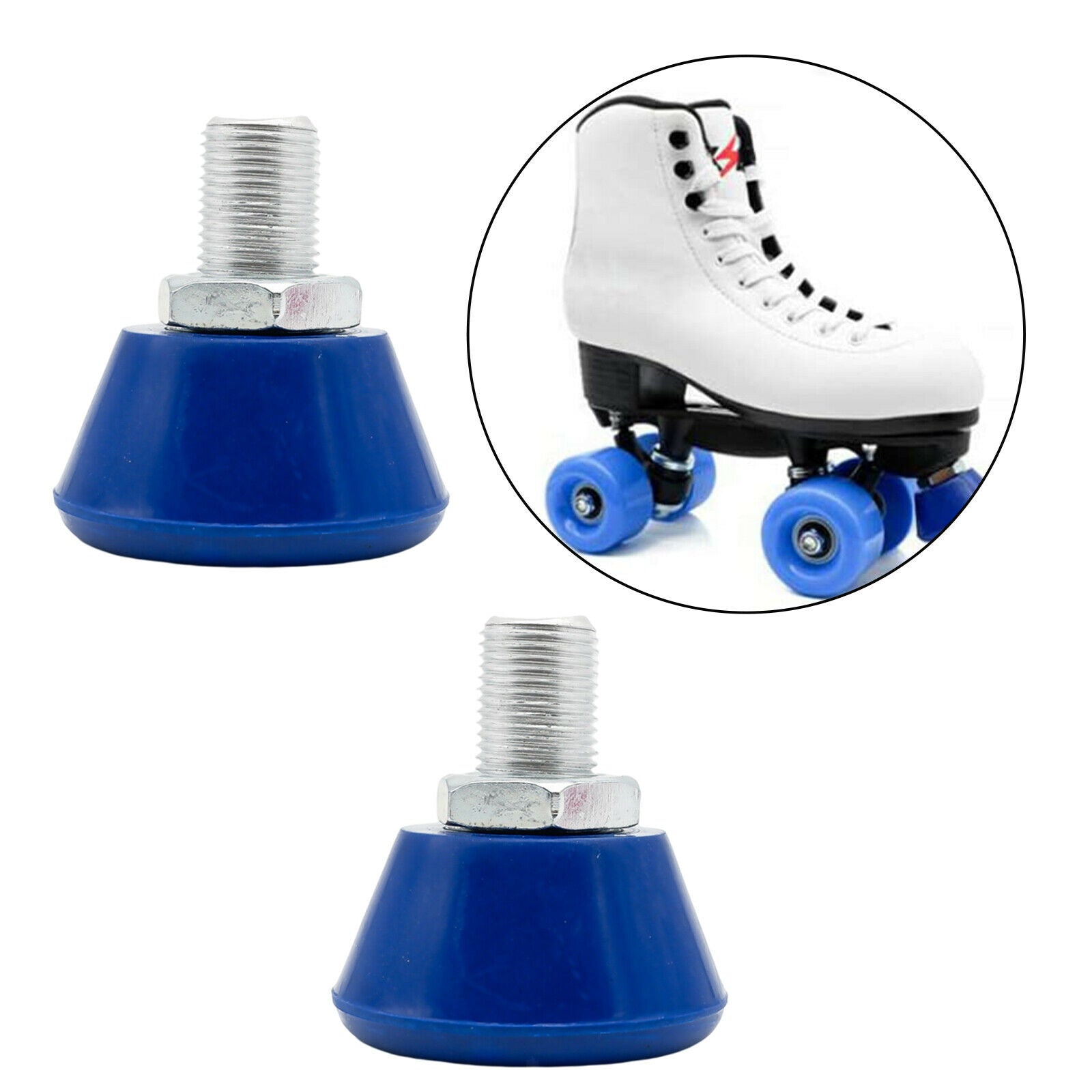 2 PU Skates Top Stopper Skate Brake Block Blocker Training Practice Blue