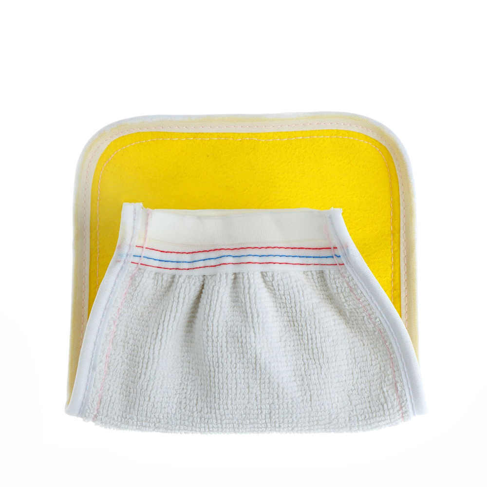 Fine Two-sided Bath Glove Tape Back Brush Scrub Gloves Body Towel Sponge Wash DD