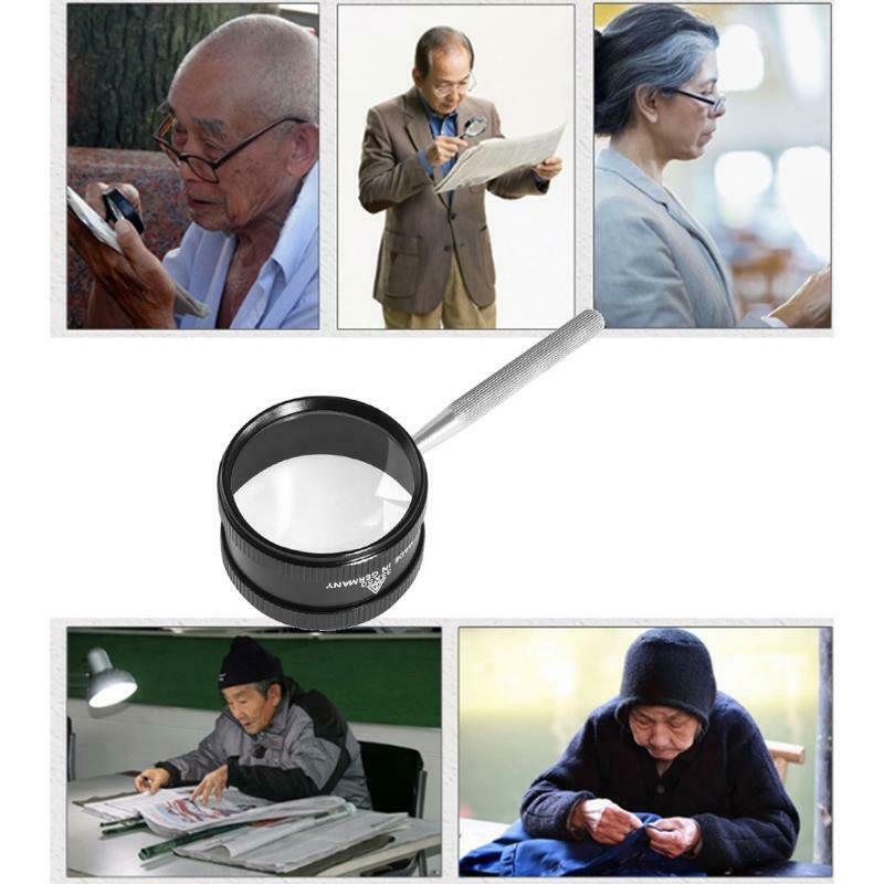 35X Handheld Magnifier Metal High Clarity Reading Magnifying Glass Portable