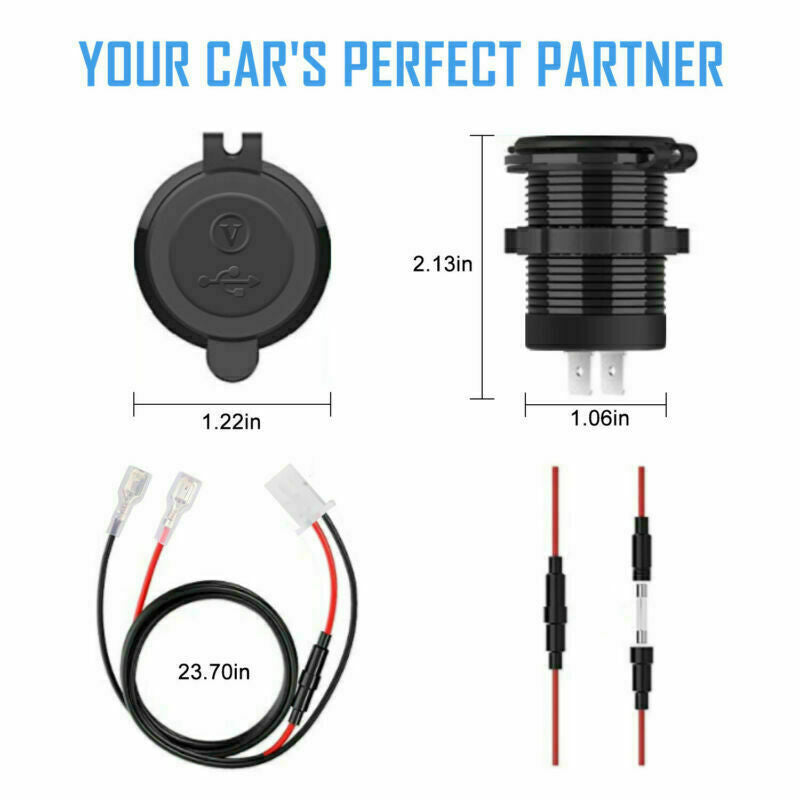 5V 4.2A Dual USB Port Charger Socket Outlet Waterproof LED for Car Motorcycle