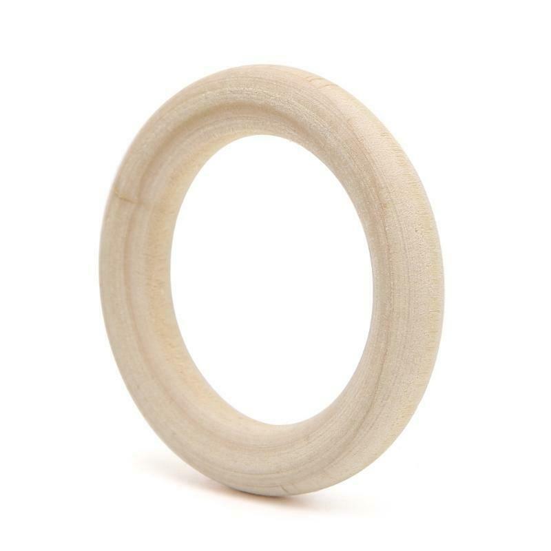 5Pcs Natural Wood Circle Ring Pendant Connectors Beads DIY Jewelry Findings 60mm