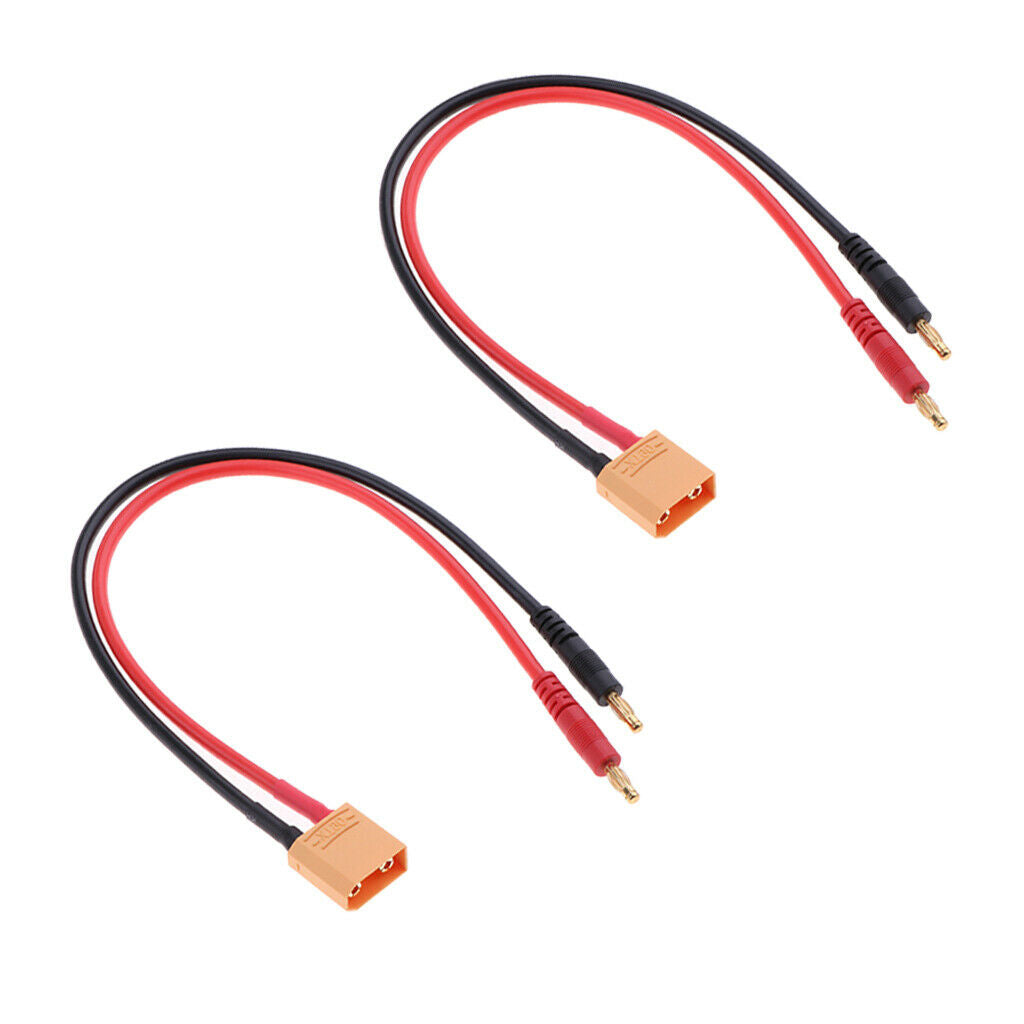 2x RC Battery Plug Charging Cable XT90 Connector to 4mm Banana Bullet Plugs