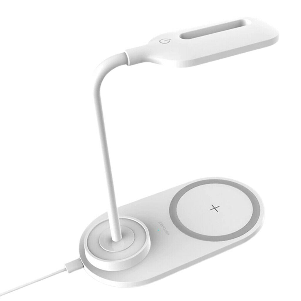 LED Desk Lamp Home Light QI Wireless Phone Charger For Office Lighting White