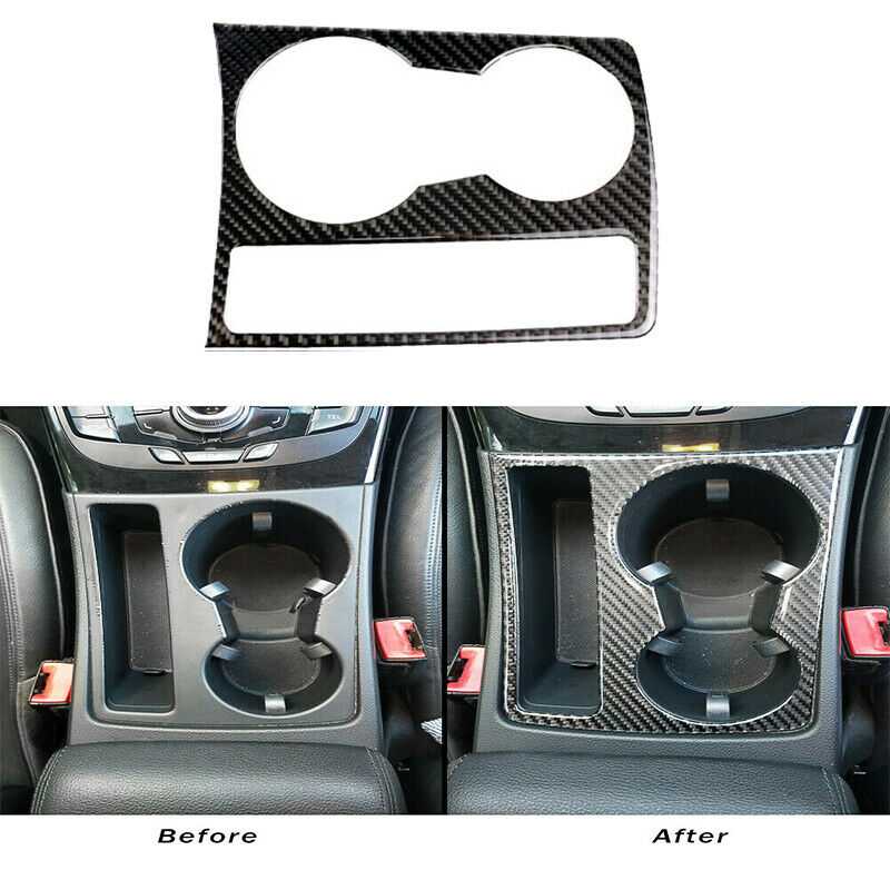 For Audi A4 B8 A5 2009-2015 Carbon Fiber Water Cup Holder Panel Frame Cover Trim