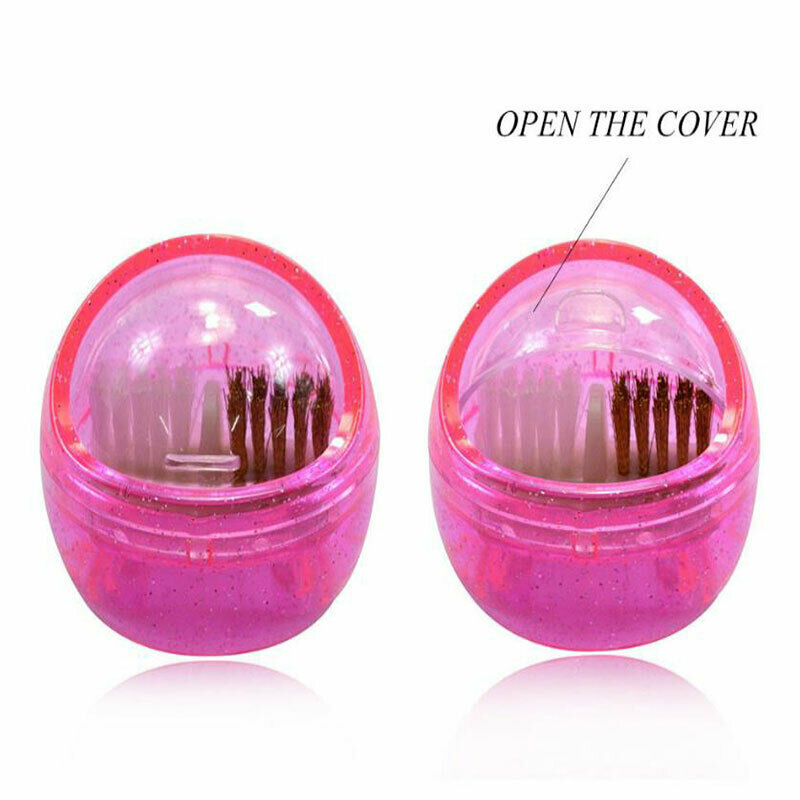 Nail Art Dual Clean Brush Head Drill Bit Cleanser Box Polishing Buffing ManiS FT