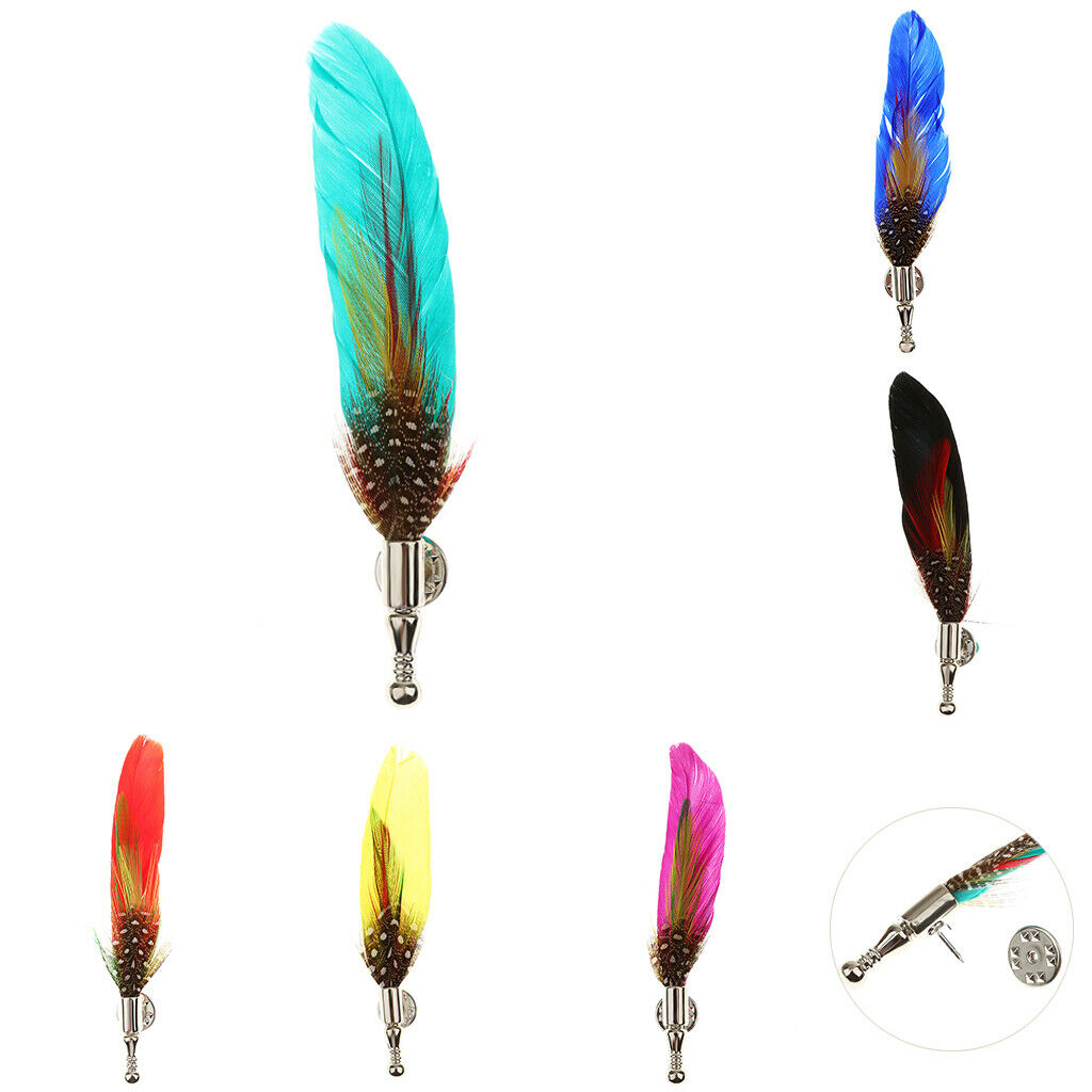 Women's Feather Brooch Pins Wedding Party DIY Bridegroom Bridal Decor Green