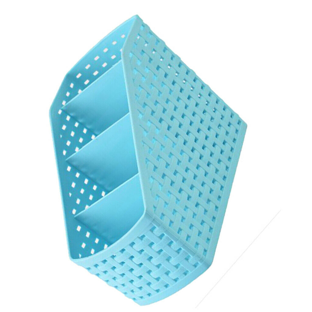 Plastic Makeup office Holder Kitchen Desktop Storage Organizer Basket Blue