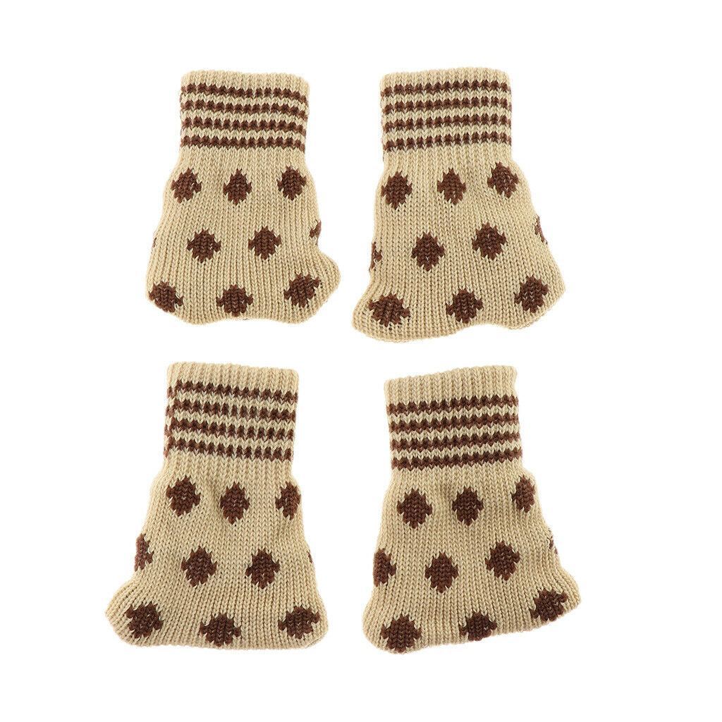 4pcs Knitted Furniture Feet Socks Chair Leg Floor Protector Covers Dots