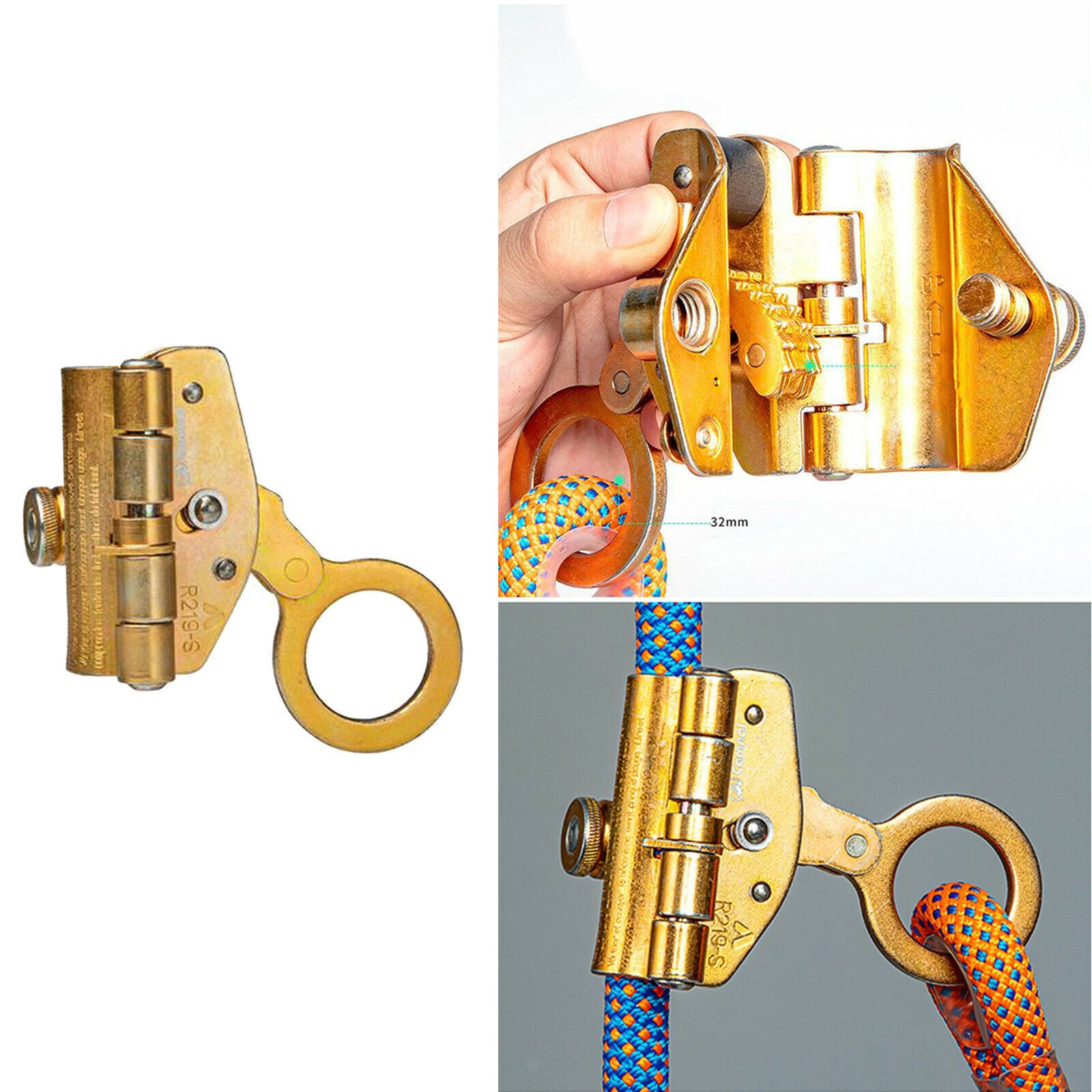 Sturdy Alloy Rope Grab 6KN Rope Protector Fall Arrest Ascender Pulley 600Kg