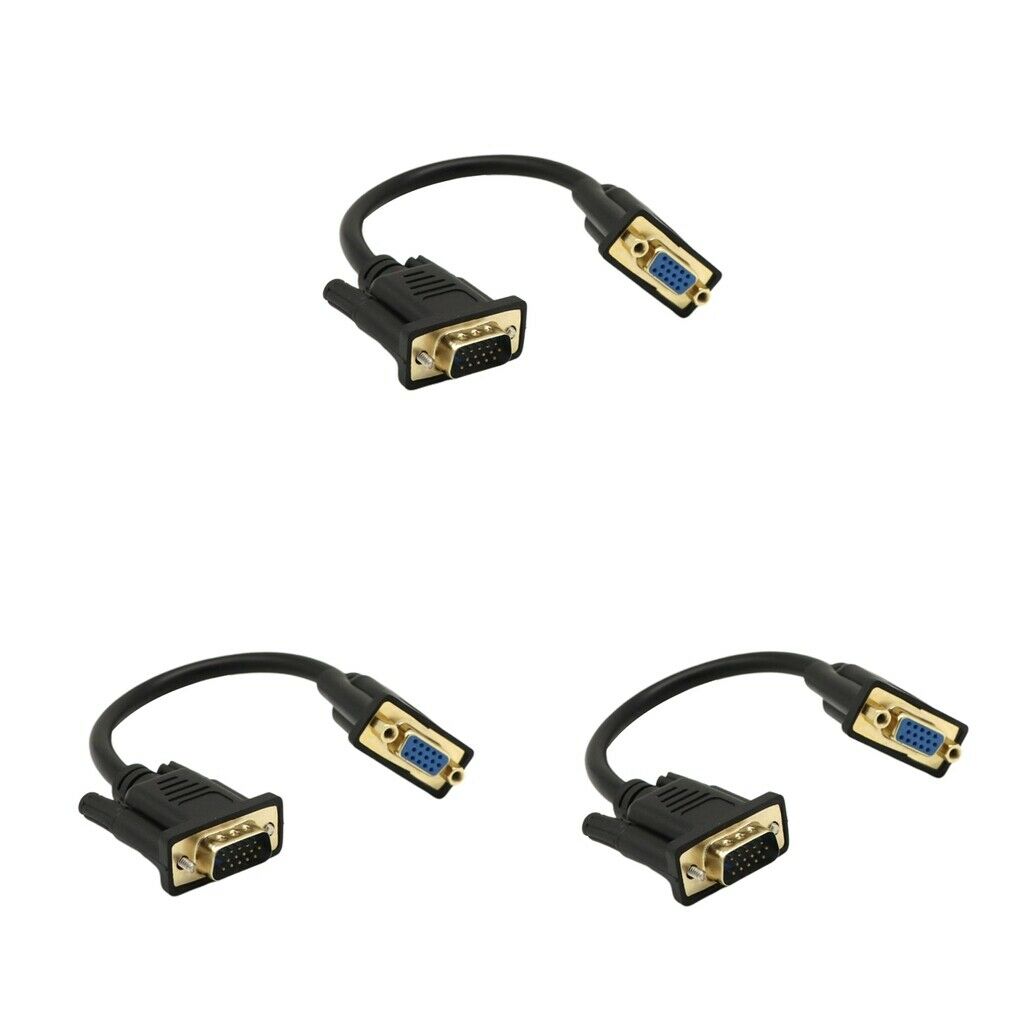 Lots 3 Premium VGA Male to Female Cable Monitor to PC/Laptop Lead 15 Pin