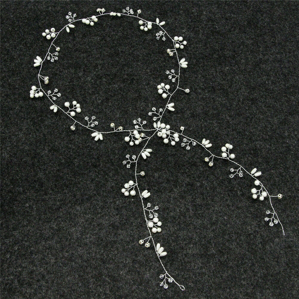 Pearls Wedding Hair Vine Crystal Bridal Accessories Diamante Headpiece AU