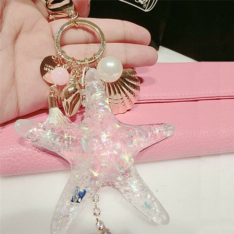 Cute Starfish Shell Key Chain Crystal Pendant Keyring Keychain Keyfob Gift Nice