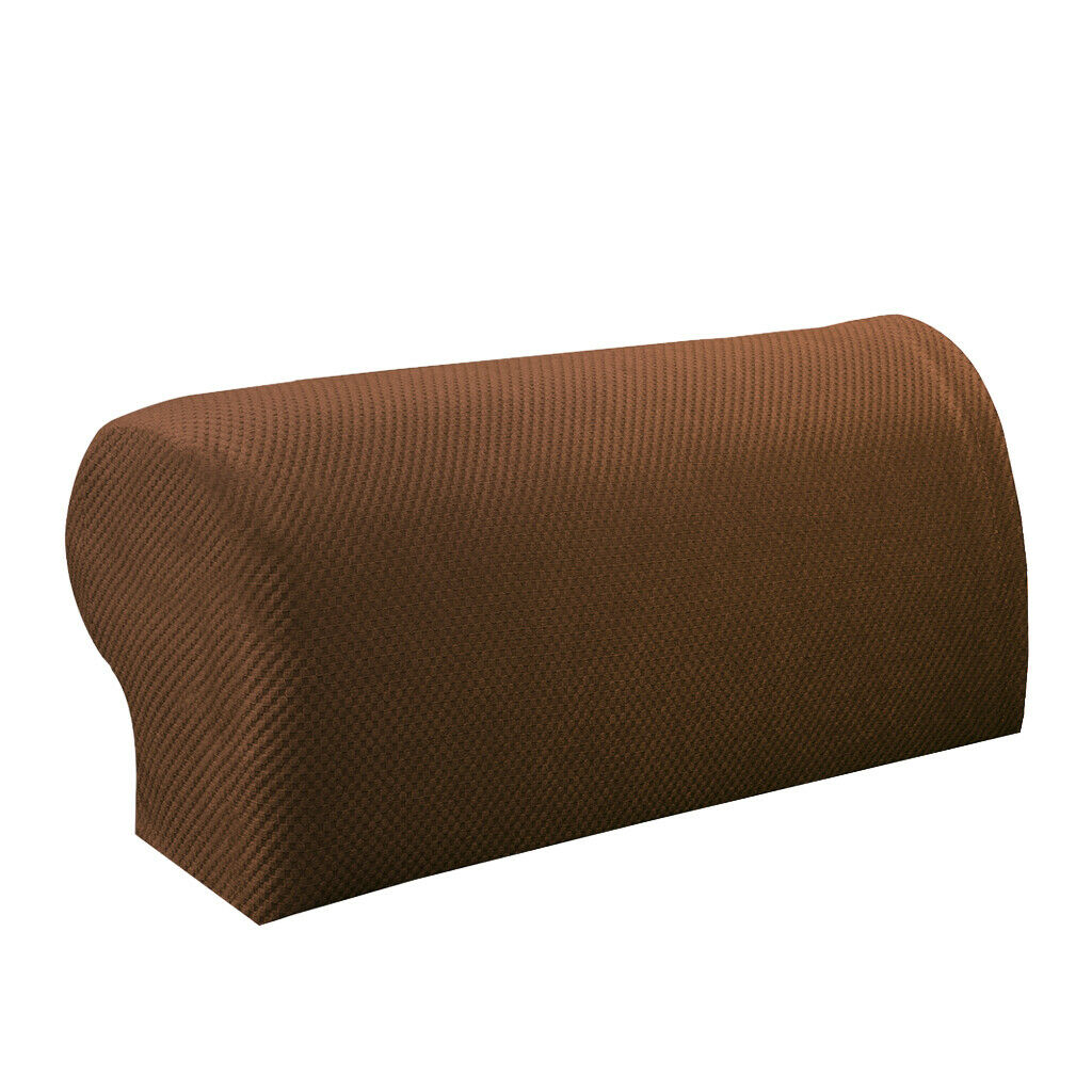 6Pcs Brown Elastic Sofa Armrest Covers Armchair Slipcovers Arm Rest Caps
