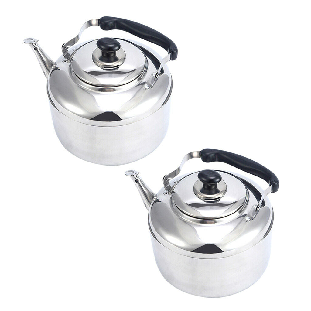 2x Stainless Steel Whistling Tea Kettle Coffee Kitchen Stovetop Induction 4L