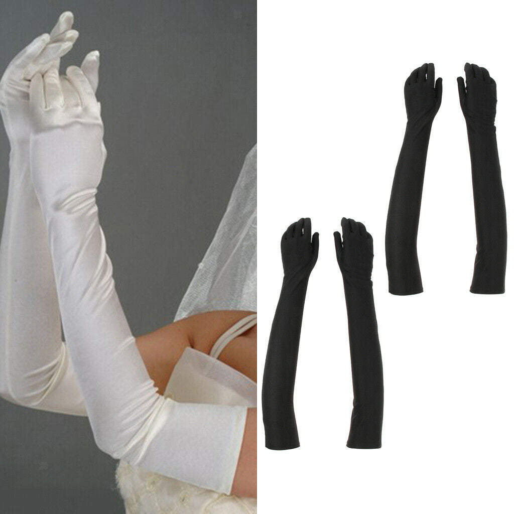2x Women Long 1920s Opera Gloves Evening Wedding Sun Block Elbow Gloves