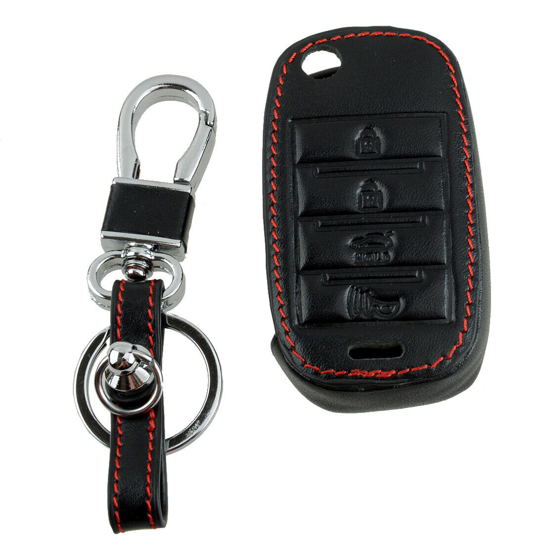 Black 4 Button Remote Key Chain Cover Case Fit For KIA Forte 2012-2017 Rio 14-15
