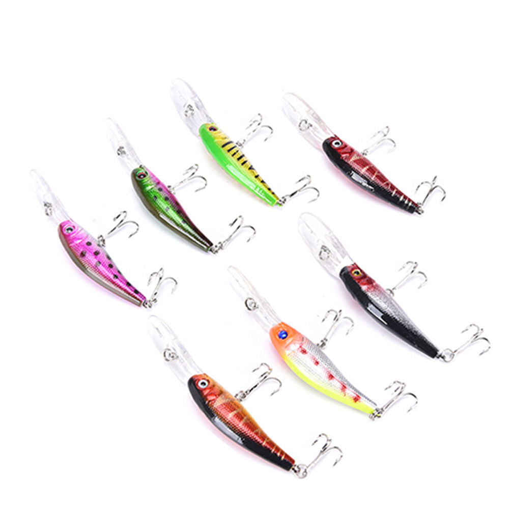 Bulk 7Pcs Floating Minnow Fishing Lures Deep Diving Murray Cod Barra Bream C Lt